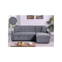 Hinton l Shaped Corner Sofa Bed with Hidden Storage and Reversible Chaise - Grey