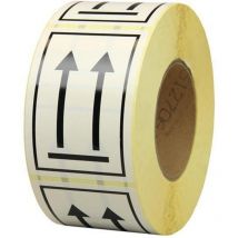 Hinweisetikett Maße 75x105mm Papier weiß mit Symbol Oben