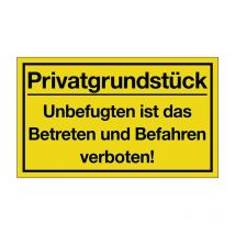 Hinweiszeichen Privatgrundstück L400xB250 mm gelb schwarz Kunststoff