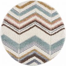Böhmen - hippie 01 - Tapis rond à poils longs et relief Multicolore (120x120cm)