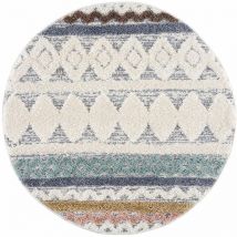 HIPPIE 02 - Tapis rond à poils longs et relief Multicolore (160x160cm)
