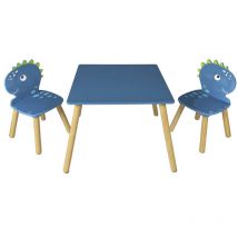 Altobuy - hippolyte - Ensemble Table et Chaises pour Enfants Décor Dinosaure Bleu