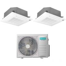 Dual split cassette air conditioner 18+18 avec 3amw72u4rfa r-32 wi-fi optional 18000+18000 avec télécommande et panneau inclus - nouveau - Hisense