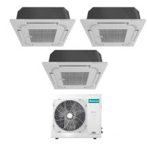 Hisense - Trial Split Inverter Aire Acondicionado Cassette 12+12+12 con 4AMW81U4RJC R-32 Wi-Fi Opcional 12000+12000 con Mando a Distancia y Panel