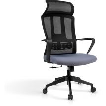 HISPANOHOGAR, chaise de bureau à roulettes, modèle Ethan, en tissu gris et noir