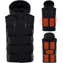 Hiver Gilet Chauffant Vêtement Veste Chauffant Chaud Chauffé Thermique Electrique Encapuchonné d'Hiver,Lavable Charge USB,3 Températures 7 Zones