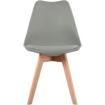 1 x Chaise de Salle à Manger Scandinaves, Chaises Rétro avec Pieds en Bois de Hêtre Massif - Gris - H.j Wedoo
