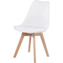1 x Chaise Salle à Manger Scandinaves, Chaises en Rembourrée de Cuisine Bureau Salon, Pieds en Bois de Hêtre Massif, Blanc - H.j Wedoo