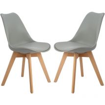 Lot de 2 chaises scandinaves, pied en bois de hêtre et assise rembourrée, style nordique - gris - H.j Wedoo