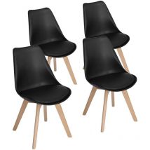 Lot de 4 chaises de Salle à Manger scandinaves, Chaises Rétro Bois de hêtre Massif- Noir - H.j Wedoo