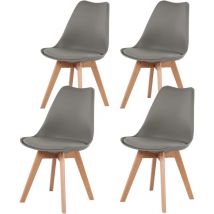 Lot de 4 Chaises de Salle à Manger Scandinaves, Chaises Rétro Bois de hêtre Massif- Gris - H.j Wedoo