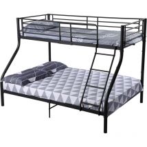 H.j Wedoo - Cadre de lit Superposé en Métal Cadre Solide, avec Sommier à Lattes Dortoir pour Chambre à Coucher pour Adultes Adolescents - Noir
