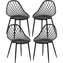 Chaise de Salle à Manger Lot de 4, Chaise Salon avec Pieds en métal Dossier Ergonomique pour Salle à Manger, Salon, Cuisine et Chambre,Noir - H.j