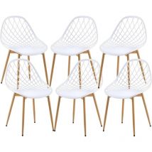 Chaise Salle a Manger Lot de 6, Chaise Scandinave Chaise Confortable Structure Stable avec Pieds en Métal, Chaise 120kg, Blanche - H.j Wedoo