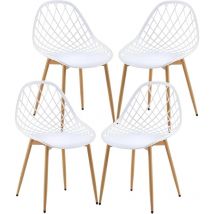 Chaise Cuisine Lot de 4, Chaise Scandinave Blanche avec Pieds en métal Dossier Ergonomique pour Salle à Manger, Salon, Cuisine et Chambre - H.j Wedoo