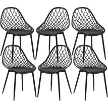 H.J WeDoo Chaise Scandinave Lot de 6, Chaise de Salon Chaise Noire Salle a Manger Structure Stable avec Pieds en Métal, Chaise 120kg