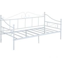 H.j Wedoo - Lit Banquette Cadre de Lit en Métal Canapé Lit avec Sommier Lattes pour Enfant Adulte, Blanc
