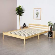 H.j Wedoo - Lit Double Cadre de Lit en Bois Massif, avec Sommier à Lattes, Grand Espace de Rangement sous Le Lit, Adapté aux Adultes Enfants et