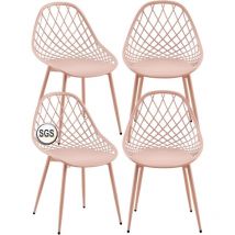 Lot de 4 chaises de Jardin avec Pieds en métal - pour Jardin, terrasse, Balcon - Rose fumé - H.j Wedoo