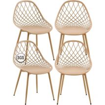 Lot de 4 chaises de Jardin, Stables et durables, avec Pieds en métal, chaises de Jardin, chaises de Balcon, chaises de terrasse, Kaki - H.j Wedoo