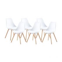 H.j Wedoo - Lot de 6 chaises de Salle à Manger rembourrées avec Pieds en Bois de hêtre Massif pour Salle à Manger, Salon, Chambre à Coucher, Cuisine,