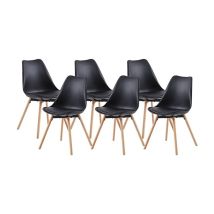 H.j Wedoo - Lot de 6 chaises de Salle à Manger rembourrées avec Pieds en Bois de hêtre Massif pour Salle à Manger, Salon, Chambre à Coucher, Cuisine,