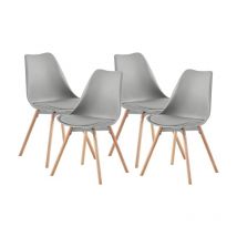 H.j Wedoo - Lot de 4 chaises de Salle à Manger rembourrées avec Pieds en Bois de hêtre Massif pour Salle à Manger, Salon, Chambre à Coucher, Cuisine,