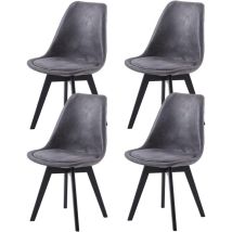 H.j Wedoo - Lot de 4 Chaises de Salle à Manger Scandinaves en Suède Leather, Chaises de Cuisine avec Rembourrés & Pieds en Bois Massif Peints en
