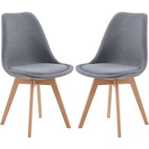 Lot de 2 Chaises de Salle à Manger Scandinaves en Tissu, Chaises de Cuisine avec Rembourrés & Bois de Hêtre Massif, Gris - H.j Wedoo