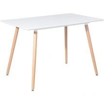 H.j Wedoo - Table Salle à Manger Rectangulaire Scandinave Design Bois pour 4 a 6 Personnes Blanche 110 x 70 x74 cm (Table Seulement)