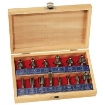 Hm Müllner - Fräsersatz in Holzkassette 14-teilig Nutfräser Bündigfräser Fräse