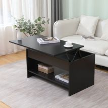 Lift up Top Coffee Table with Bottom Storage Shelf and Hidden Drawer Living Room Furniture,Black,85x50x45cm(WxDxH) - Furniture Hmd