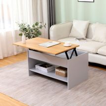 Lift up Top Coffee Table with Bottom Storage Shelf and Hidden Drawer Living Room Furniture,Grey,85x50x45cm(WxDxH) - Furniture Hmd