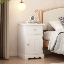 Furniture Hmd - Wooden 1 Door and 1 Drawer Bedside Table,Nightstand,Bedroom Furniture,35x30x59cm(WxDxH)