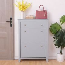 Furniture Hmd - Wooden Grey mdf 1 Drawer and 2 Pull Drawers Cabinet Shoes Storage Unit Halway Table Footwear Stand,80x25x108cm(WxDxH)