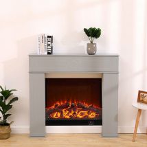 Furniture Hmd - Wooden Grey Painted Fireplace Console Tables Mantelpiece Fireplace Surround Storage Unit 3 Drawers,107x18x100cm(WxDxH)