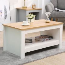 Furniture Hmd - Coffee Table with Storage Shelf Living Room Furniture,White
