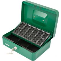 10022-06 Geldkassette abschließbar mit Münzzählbrett 25 x 18 x 9 cm Grün - HMF