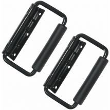 HMF - 14991-02 Klappgriff 2er Set, lackierter Stahl, Gefedert, 3-Loch, 13 x 7,8 cm, schwarz