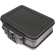 HMF - 250437 Feuerfeste Wasserdichte Dokumentenbox mit Zahlenschloss, din A4, Schwarz