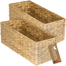 37270-s2 Aufbewahrungskorb Badezimmer, Korb Geflochten Aus Wasserhyazinthe Seegras, 2er Set, 38 X 15 X 14 Cm - Hmf