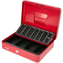 4215 Geldkassette mit Euro-Münzzählbrett, 30,5 x 24 x 8,5 cm, Rot - HMF