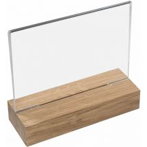 HMF - 46941 Tischaufsteller mit Holzfuß Din A6 Acryl, Menükartenhalter, Querformat, 15 x 13,5 x 5 cm