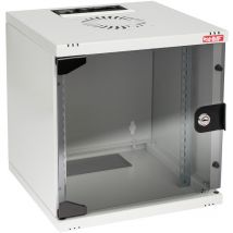 63406-07 Netzwerkschrank, Serverschrank 10 Zoll, 6 he, 300 mm Tiefe, Voll montiert, Glastür, Lichtgrau - HMF