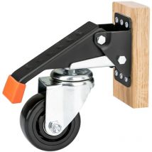 6750 Schwerlastrollen absenkbar für Werkbank, 4er Set, 76 mm, bis 400 kg, Schwarz - HMF