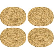 Hmf - Tischset Oval Geflochten Aus Wasserhyazinthe, Abwaschbar, 4er Set 37232-s4, 40 X 30 Cm