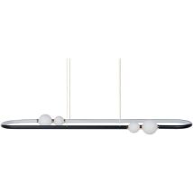 Beliani - Hängelampe Schwarz aus Aluminium und Eisen Integrierte LED-Leuchten Ovalform Hängeleuchte Modern glamourös Beleuchtung