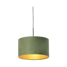 Hängelampe Mit Veloursschirm Grün Mit Gold 35 Cm - Combi