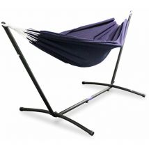 Hängematte mit Gestell Hängeliege Relaxliege Outdoor Indoor 180x140 bis 120Kg Blau