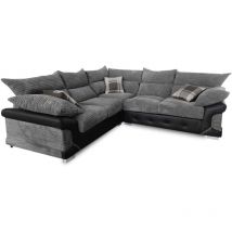 Hobart Febric 3+2/Corner Sofa Set - Black/Grey Corner